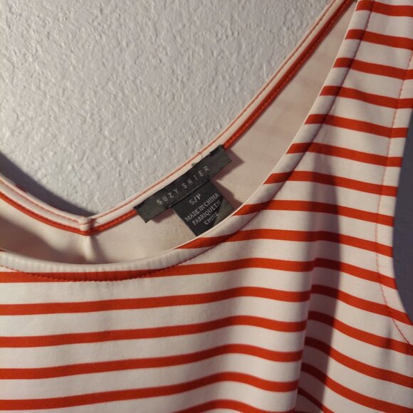 Suzy Shier Red White Striped Midi Summer Size S - Picture 5 of 8
